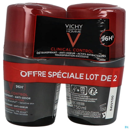Homme Clinical Control Deodorante Anti-Odore 96h Roll-On 2x50ml