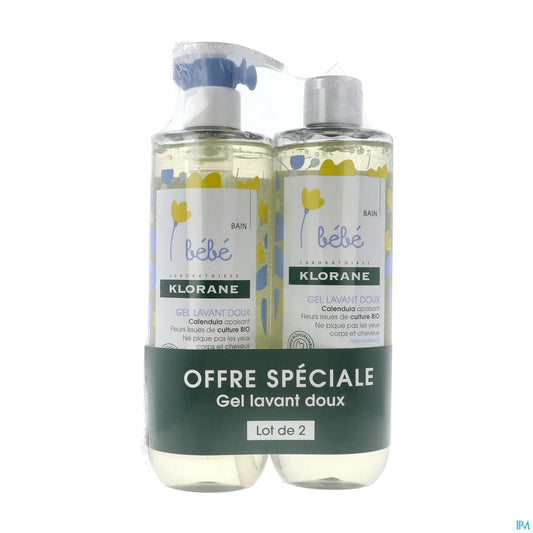 Bébé Gel Lavant Doux Avec Calendula Apaisant 2x500ml