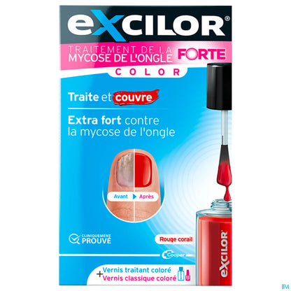 Cooper Excilor Forte Rouge Corail 30ml + 8ml Traitement Mycose Ongle