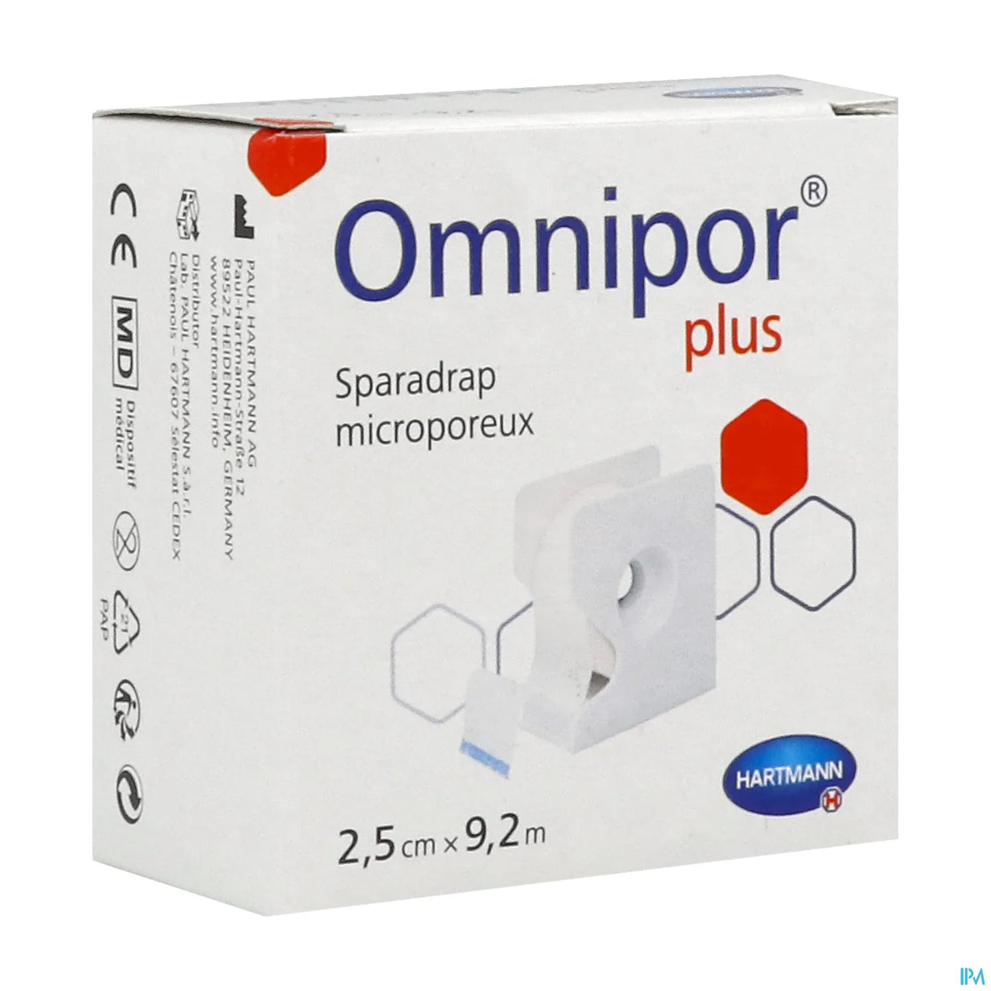 Omnipor Plus Sparadrap Microporeux Hypoallergénique 2.5cm x 9.2m