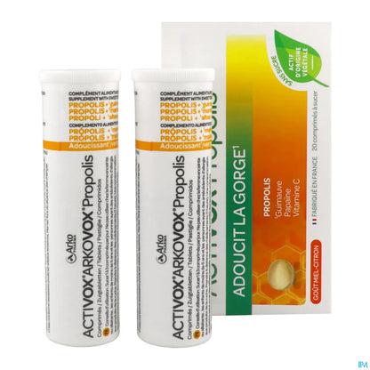 Activox Propolis 20 Comprimés à Sucer Miel Citron