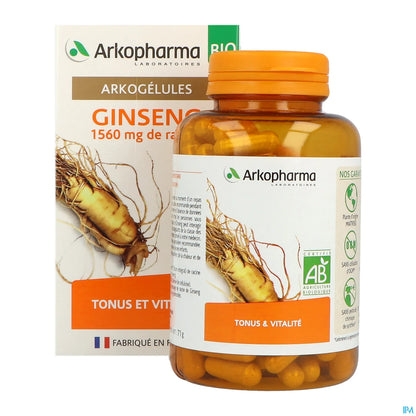 Arkogelules Organic Ginseng 150 Capsules 1560mg of Root