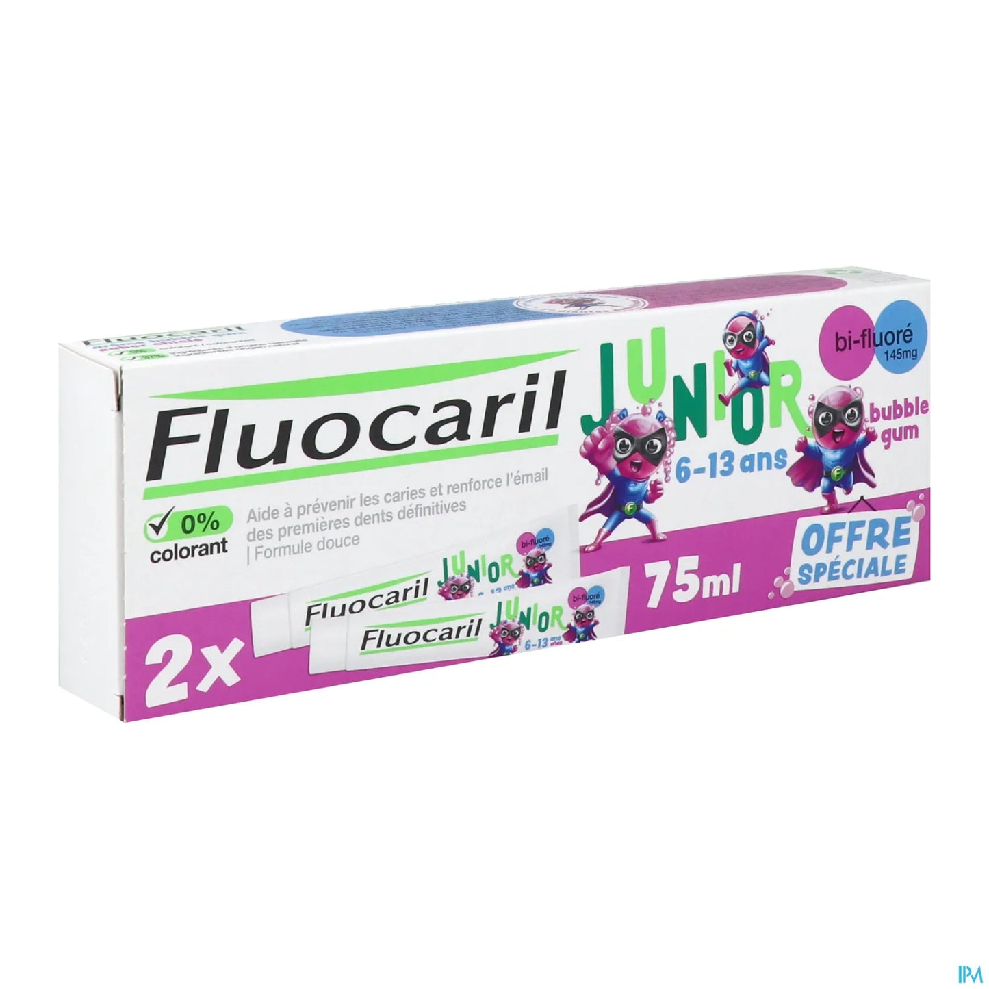 Junior 6 à 12 Ans Dentifrice Bubble Gum 2x75ml