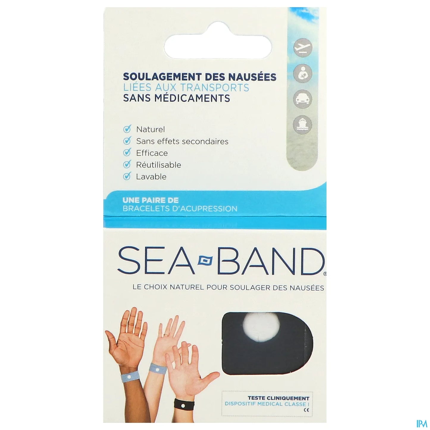 Sea-Band Bracelet Anti-Nausées Adulte Noir
