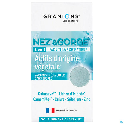 Nez & Gorge - 2 en 1 - 24 Comprimés - Menthe Glaciale