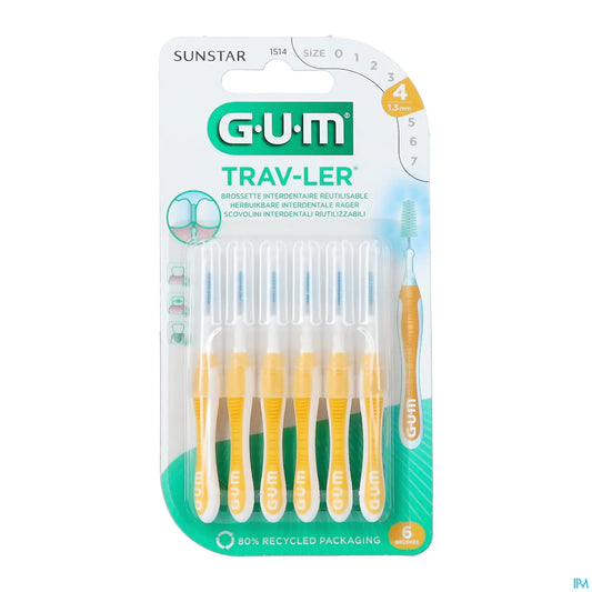 GUM Trav-Ler Interdental Brush 1514 1.3mm 6 Units