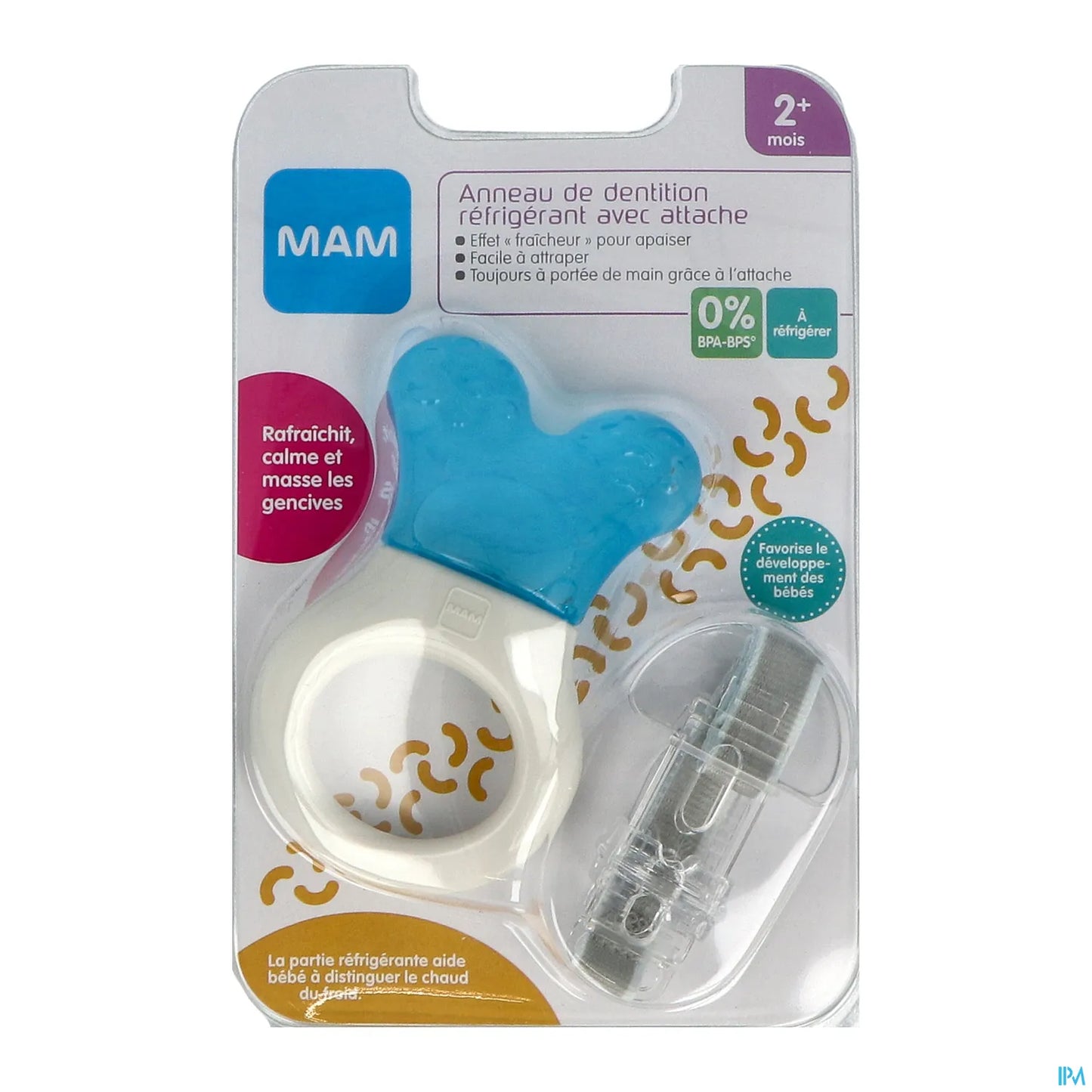 Anneau de Dentition Réfrigérant avec Attache 2 Mois et Plus 1 Anneau de Dentition + 1 Attache
