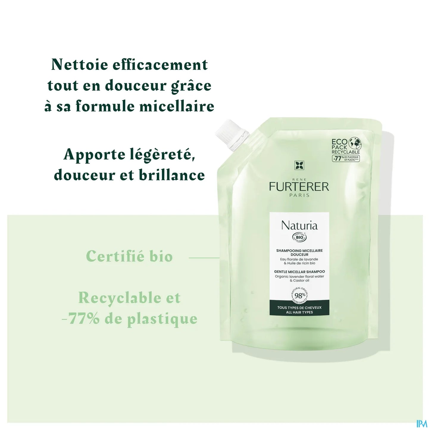 Naturia Shampoing Micellaire Douceur Bio Éco Recharge 400 ml