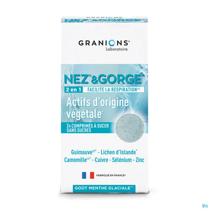 Nez & Gorge - 2 en 1 - 24 Comprimés - Menthe Glaciale