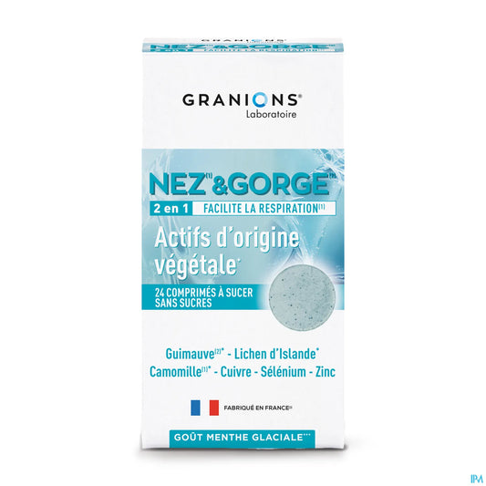 Nez & Gorge - 2 en 1 - 24 Comprimés - Menthe Glaciale