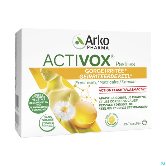 Activox Miel Citron Sans Sucre 24 Pastilles