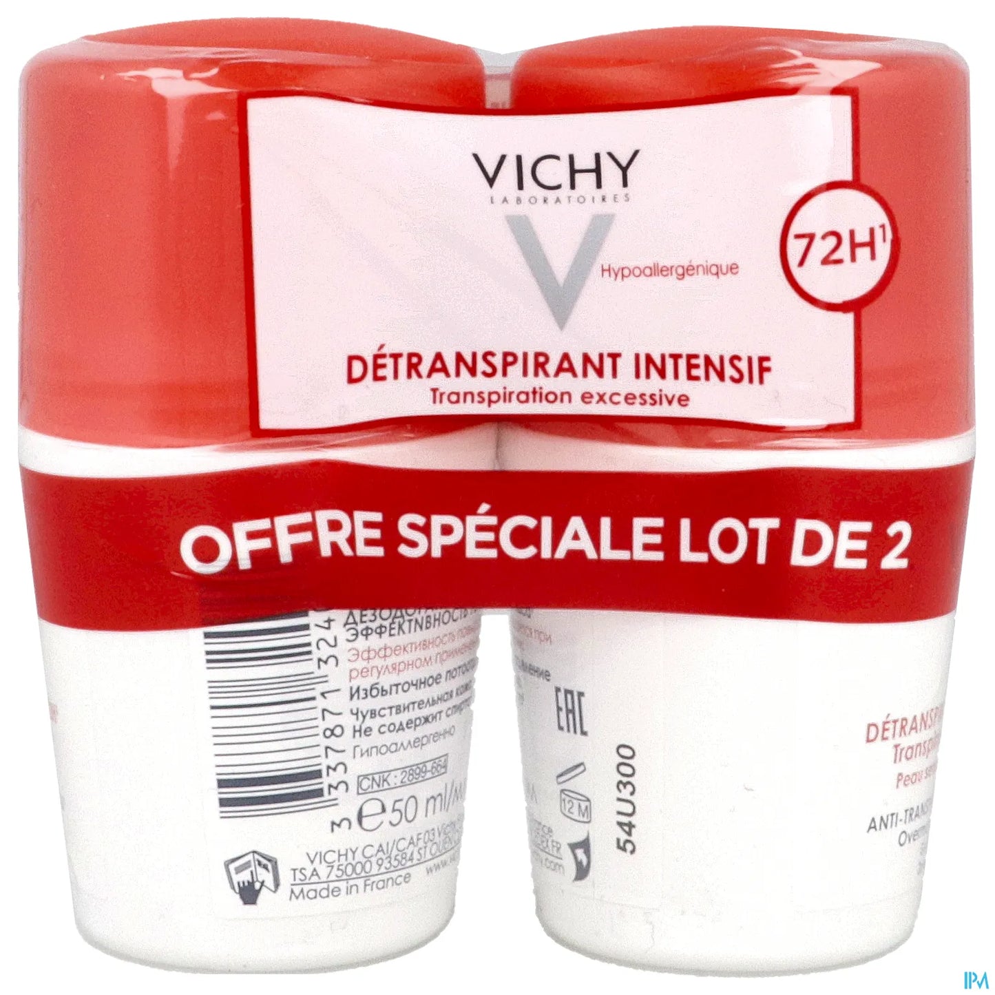 Deodorante roll-on antitraspirante 72 ore sudorazione eccessiva 2x50 ml