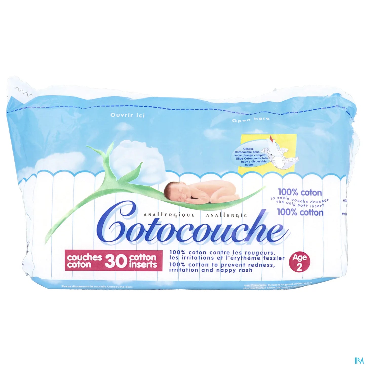 Tetra Medical Cotocouche Couches 100% Coton 2ème Age 30 Couches