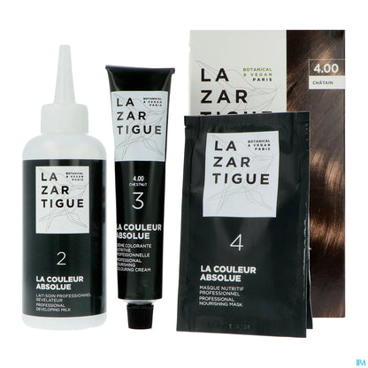 JF Lazartigue Couleur Absolue Teinture Cheveux 4.00 Châtaigne Chocolat Kit Coloration