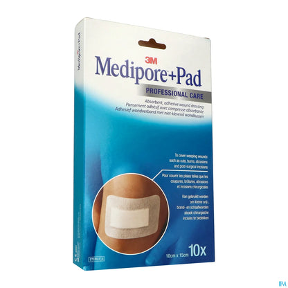 Medicazione adesiva sterile 3M Medipore+ Pad con compressa 10x15cm B/10