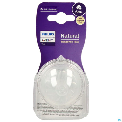 Tettarella in silicone Philips Avent Natural Response 6m+ per liquidi densi - Confezione da 2