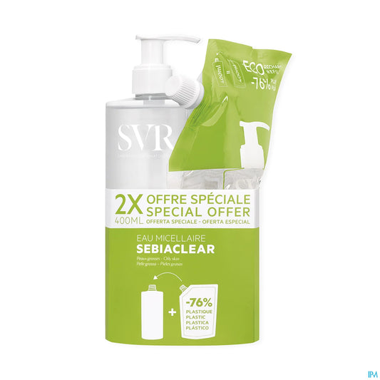 Sebiaclear Eau Micellaire Recharge 2x400 Ml