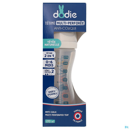 Biberon Tétine Multi-Perforée Anti-Colique Rose 270ml