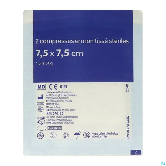Compresse Stérile Non Tissée 7,5x7,5 cm 10 Sachets de 2