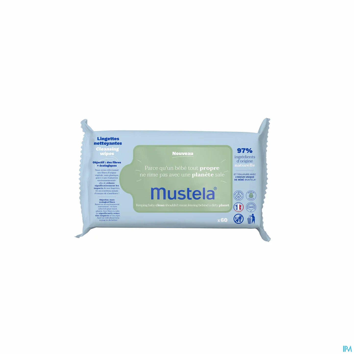 Lingettes Nettoyantes à l'Avocat Bio 60 Lingettes