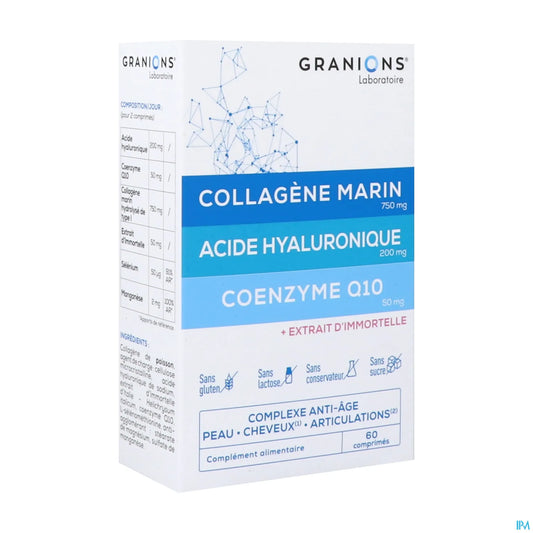 Collagène Marin Acide Hyaluronique Coenzyme Q10 60 Comprimés