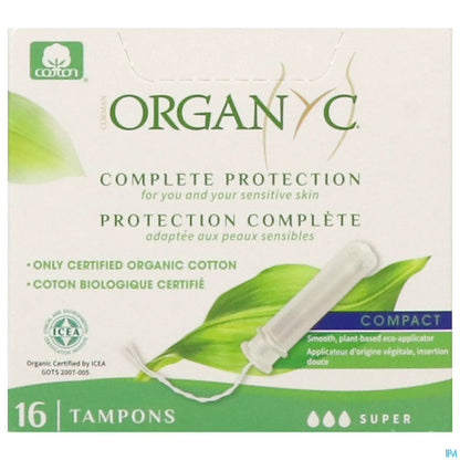 Tampons Compact Super Avec Applicateur en Coton Bio 16 Unités