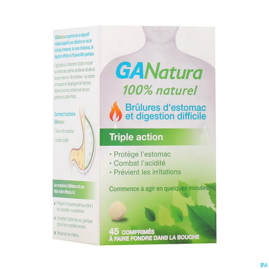 Ganatura 100% Natural 45 Tablets Difficult Digestion Heartburn Gastric Hyperacidity