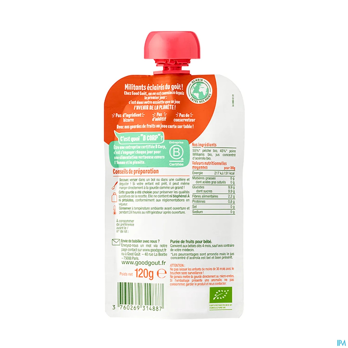Peach Pear Fruit Puree 120g