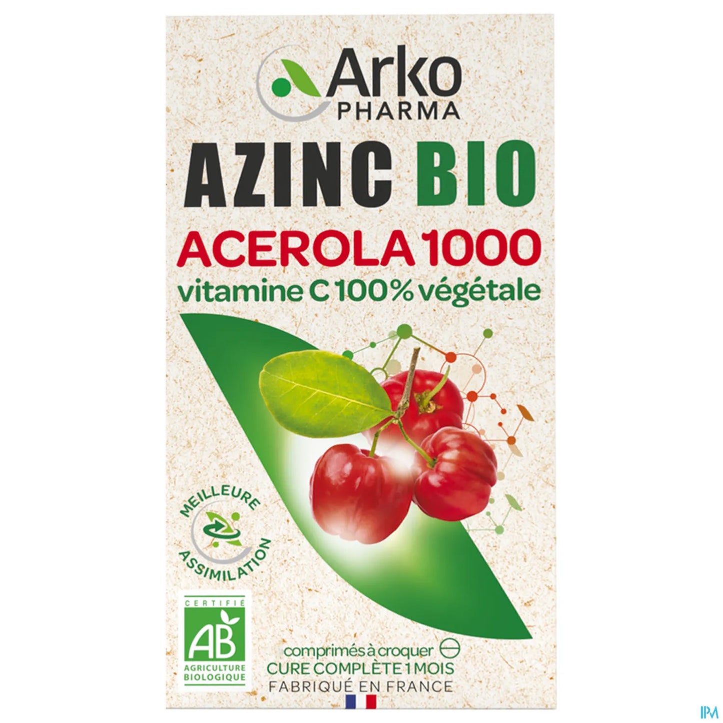 Azinc Bio Acerola 1000 Vitamine C Naturelle 15 Comprimés à Croquer