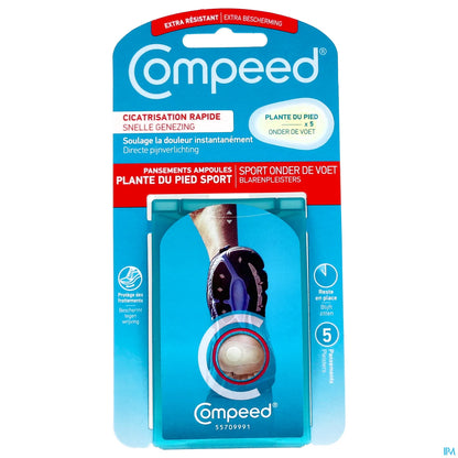 5 Pansements Ampoule Plante du Pied Sport 4 x 6.6cm