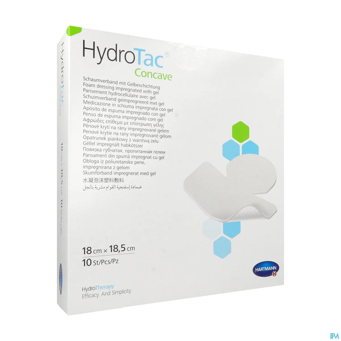 Hydrotac Concave Pansement Hydrocellulaire 18 x 18,5 cm Boîte de 10