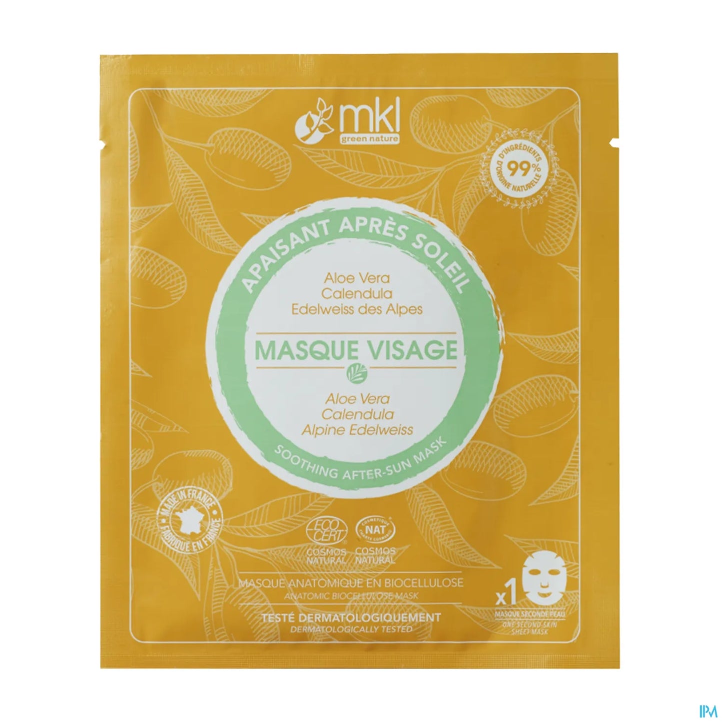 Green Nature Masque Visage Apaisant Bio-Cellulose 1 Unité