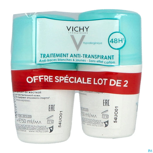 Déodorant Anti-Transpirant 48h Anti-Traces 2 Roll-ons de 50ml