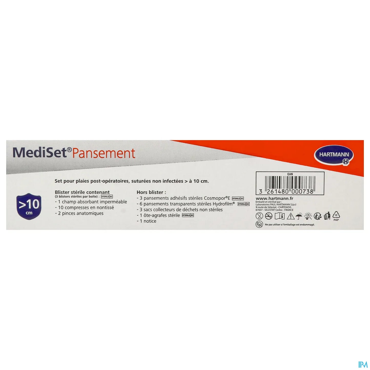 Paul Hartmann Mediset Pansement Post-Op Grandes Plaies Avec Ôte-Agrafes B/3