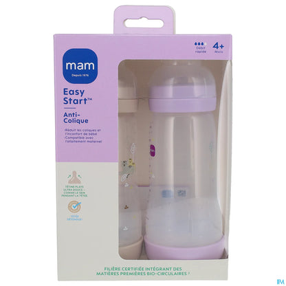 Easy Start Biberon Anti-Colique 320ml Lilas Sable Lot de 2