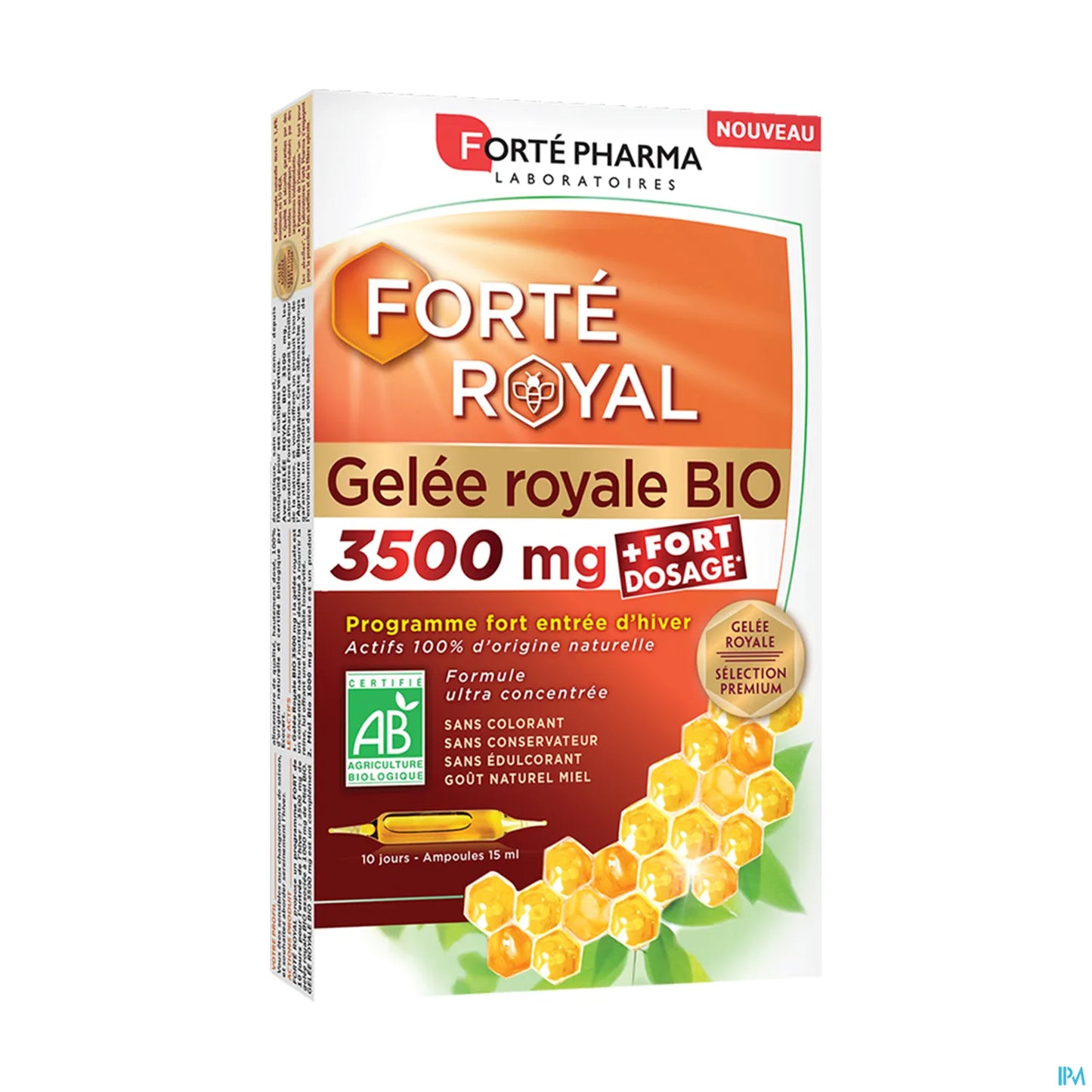 Forté Royal Gelée Royale 3500 mg Bio 10 Ampoules 15 ml