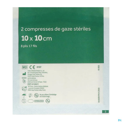 Compressa di garza sterile 10 x 10 cm Confezione da 2 x 50