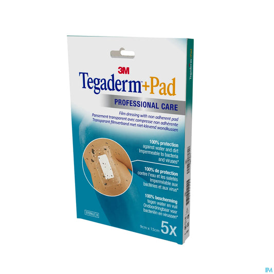 3M Tegaderm+Pad Pansement Sterile Transparent Avec Compresse 9x15cm B/5