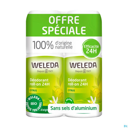 Weleda Déodorant 24H au Citrus Roll on 2 x 50 mL
