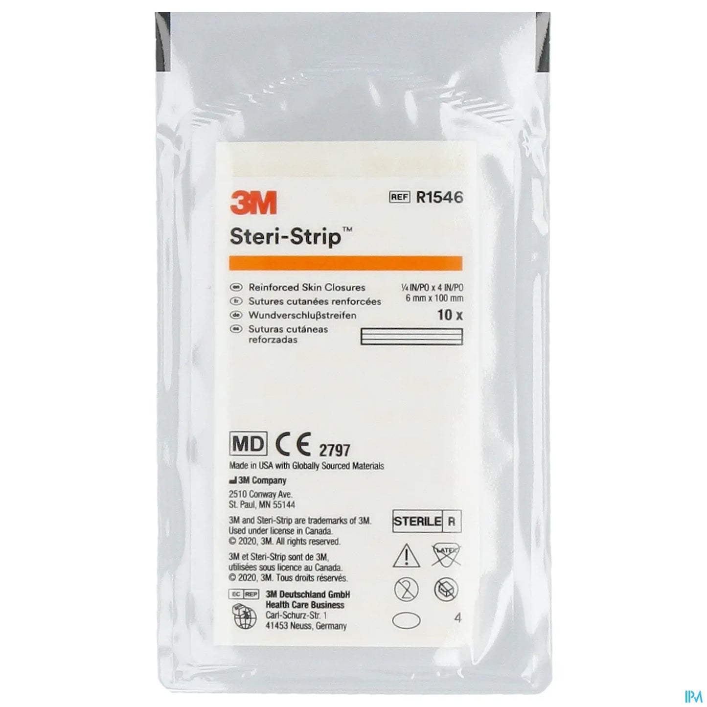 Steri-Strip 6x100mm Boite de 10 Sutures Cutanées Hypoallergéniques