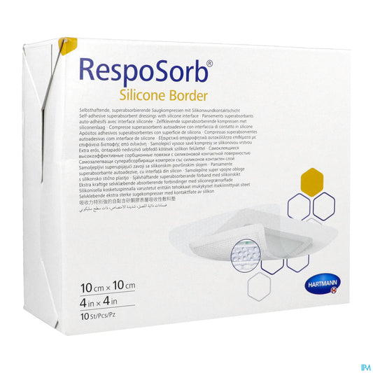 Resposorb Silicone Border Pansement 10x10cm Boîte de 10