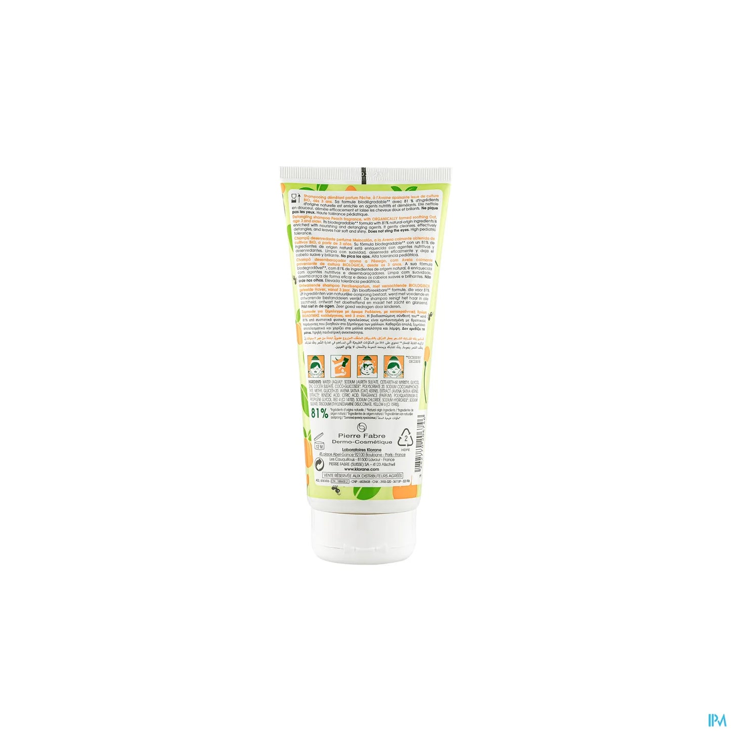 Junior Shampoing Démêlant à l'Avoine Bio Parfum Pêche 200 ml