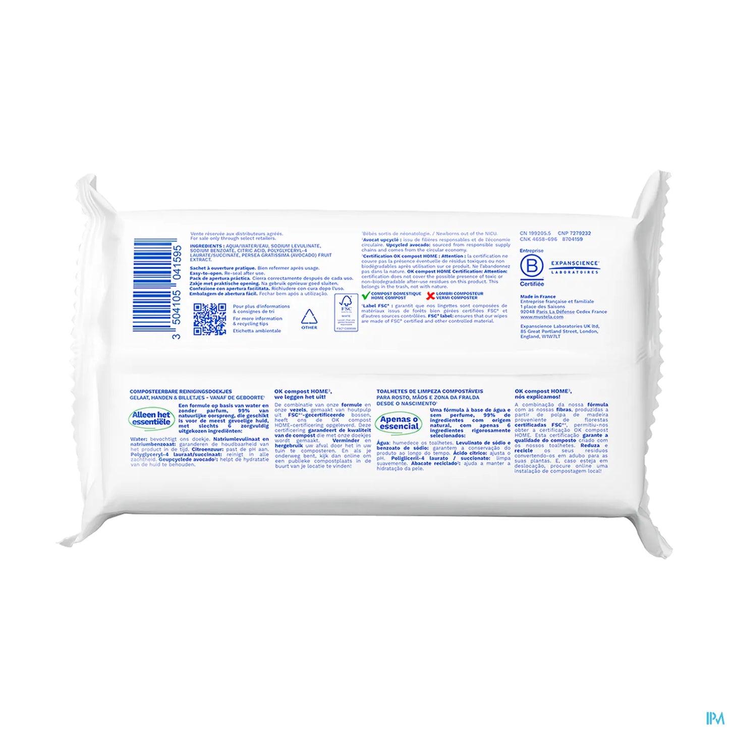 Lingettes Nettoyantes Compostables Sans Parfum 60 Lingettes