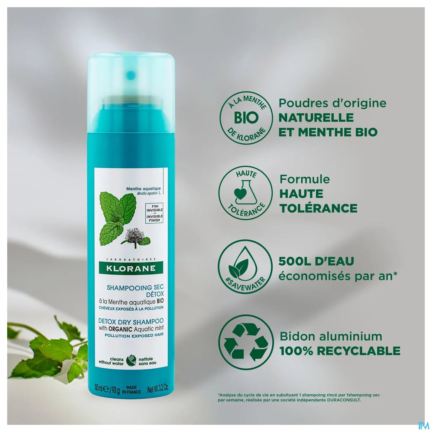 Shampooing Sec Detox à La Menthe Aquatique Bio 150ml