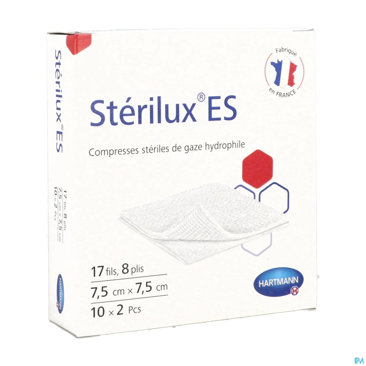 Compresses de Gaze Stériles 7,5 cm x 7,5 cm boîte de 20