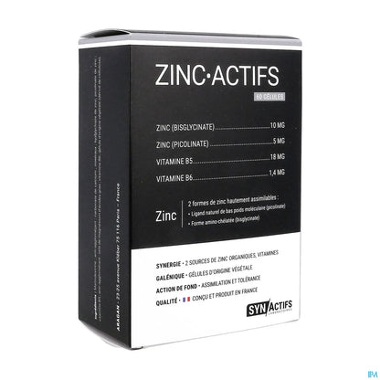 SynActifs ZincActifs Zinc et Vitamine B5 60 Gélules
